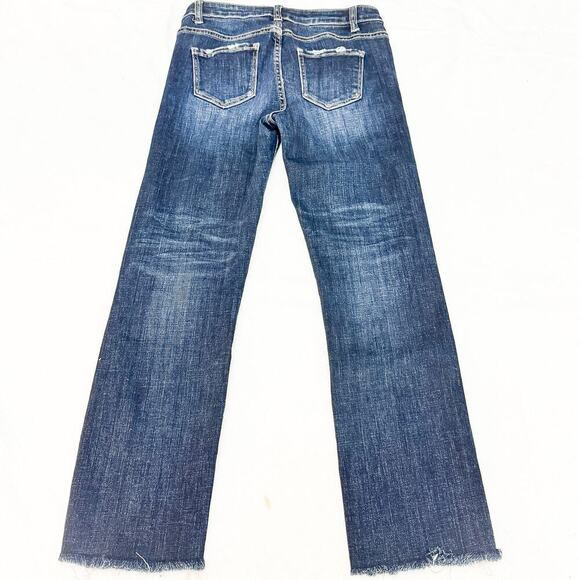 Nuee Dark Wash Indigo Wash Distressed Raw Hem Denim Jeans Size 27 - Picture 3 of 9